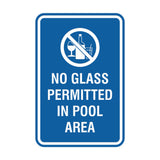 Portrait Round No Glass Permitted In Pool Area Sign