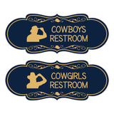 Designer Cowgirls and Cowboys Restroom Signs, (Set of 2) Wall or Door Signs