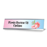 Please Review Us Online, Floral Designer Desk Sign (2 x 8")