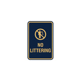 Portrait Round No Littering Sign With Adhesive Tape