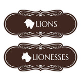 Designer Lions and Lionesses, Novelty Restroom (Set of 2) Wall or Door Signs