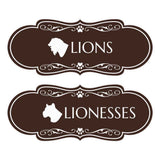 Designer Lions and Lionesses, Novelty Restroom (Set of 2) Wall or Door Signs