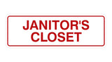 White / Red Standard Janitor's Closet Sign