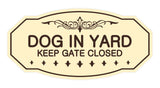 Victorian Dog In Yard Keep Gate Closed Sign