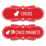 Designer Chicks and Chick Magnets, Novelty Restroom Signs (Set of 2) Wall or Door Signs