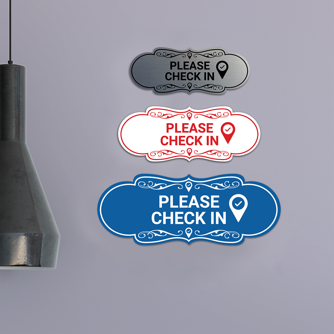 Designer Please Check In Wall or Door Sign – Pacific Sign and Stamp