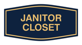 Navy Blue / Gold Fancy Janitor Closet Sign
