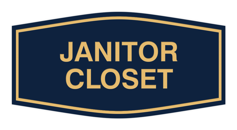 Navy Blue / Gold Fancy Janitor Closet Sign