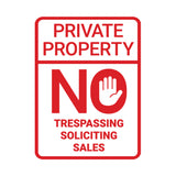 Portrait Round Private Property No Trespassing No Soliciting No Sales Wall or Door Sign