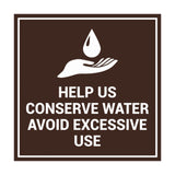 Signs ByLITA Square Help Us Conserve Water Avoid Excessive Use Sign with Adhesive Tape, Mounts On Any Surface, Weather Resistant, Indoor/Outdoor Use