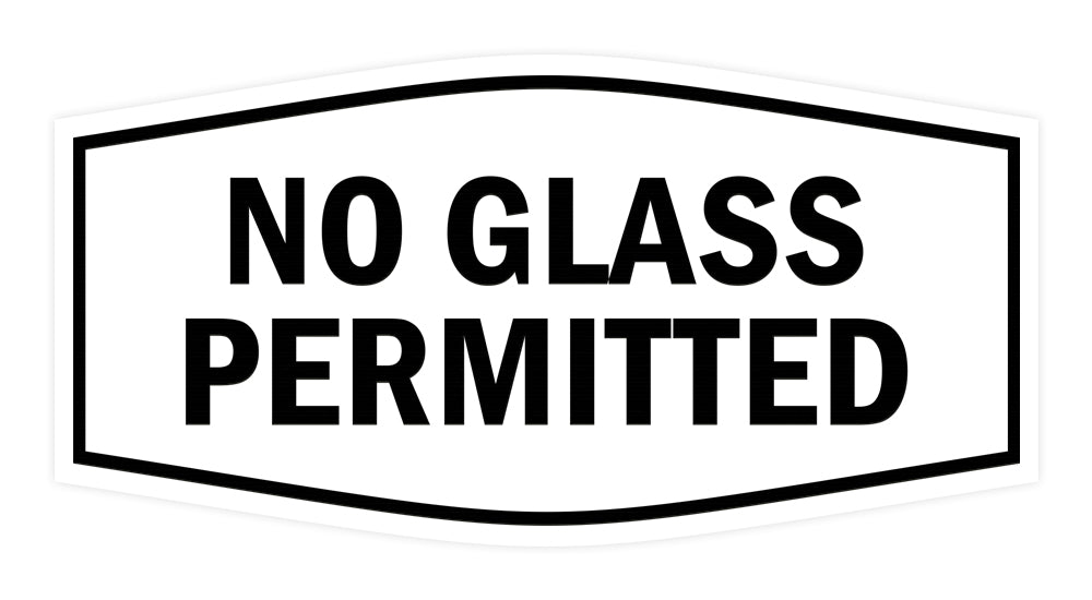 Signs ByLITA Fancy No Glass Permitted Sign with Adhesive Tape, Mounts On Any Surface, Weather Resistant, Indoor/Outdoor Use