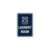 Navy Blue / White Portrait Round Laundry Room Sign