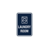 Navy Blue / White Portrait Round Laundry Room Sign