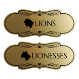 Designer Lions and Lionesses, Novelty Restroom (Set of 2) Wall or Door Signs