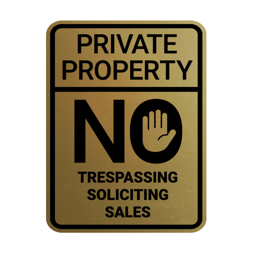 Portrait Round Private Property No Trespassing No Soliciting No Sales Wall or Door Sign